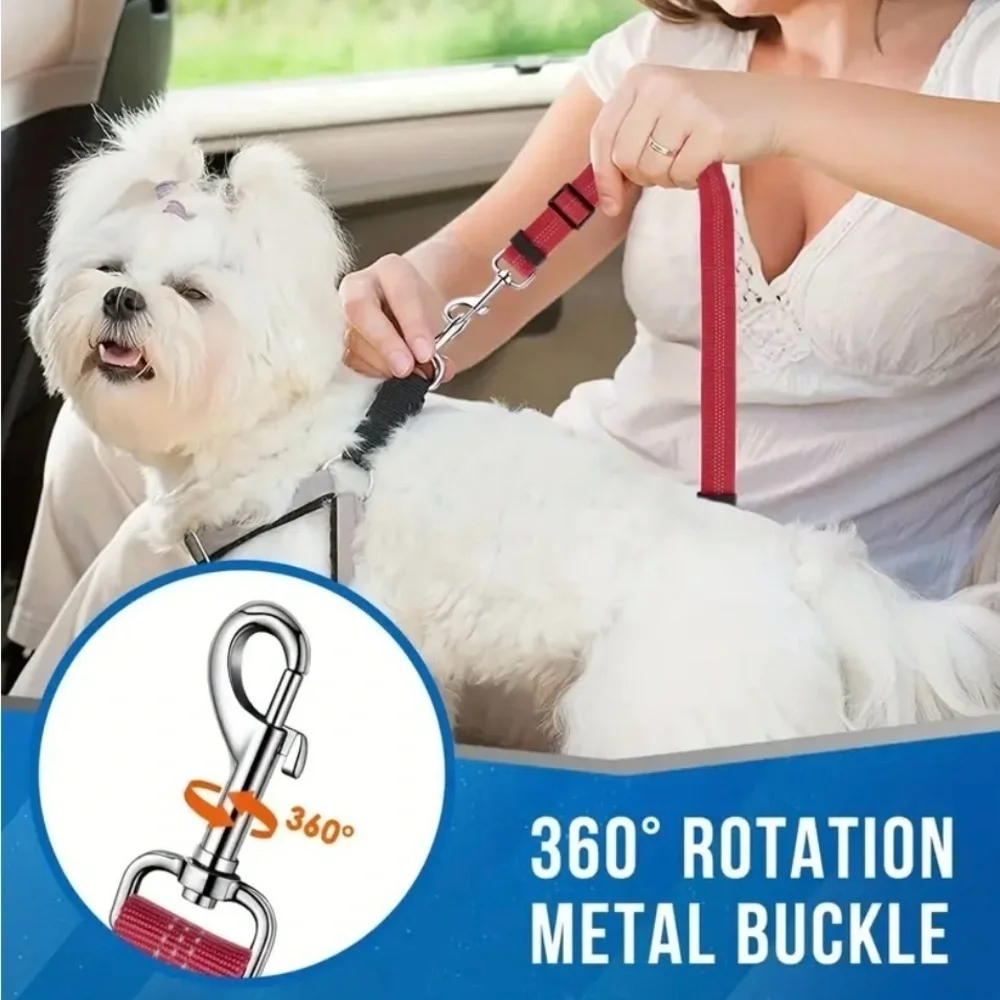 Black Double Dog Leash with Reflective Stitching